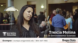 Treicia Molina discusses how earning her environmental sciences degree online is a benefit. Treicia Molina - Environmental Sciences - graduate.