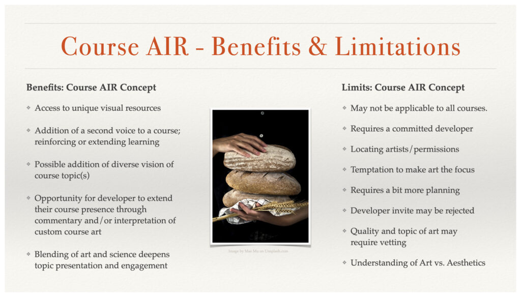 Figure 3: Benefits and limitations of a Course AIR approach.