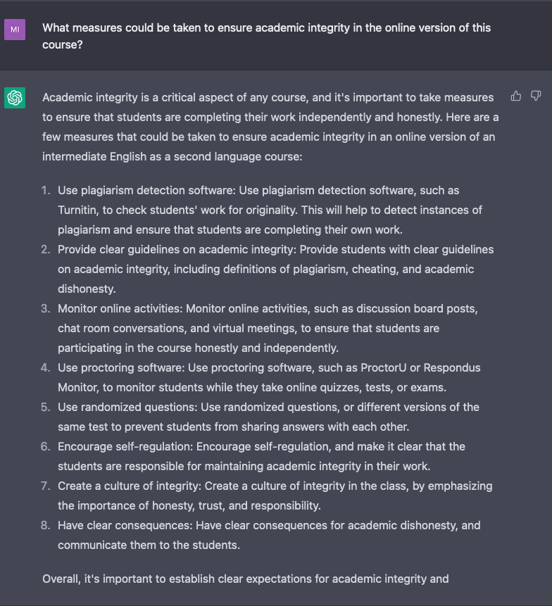 Academic integrity question