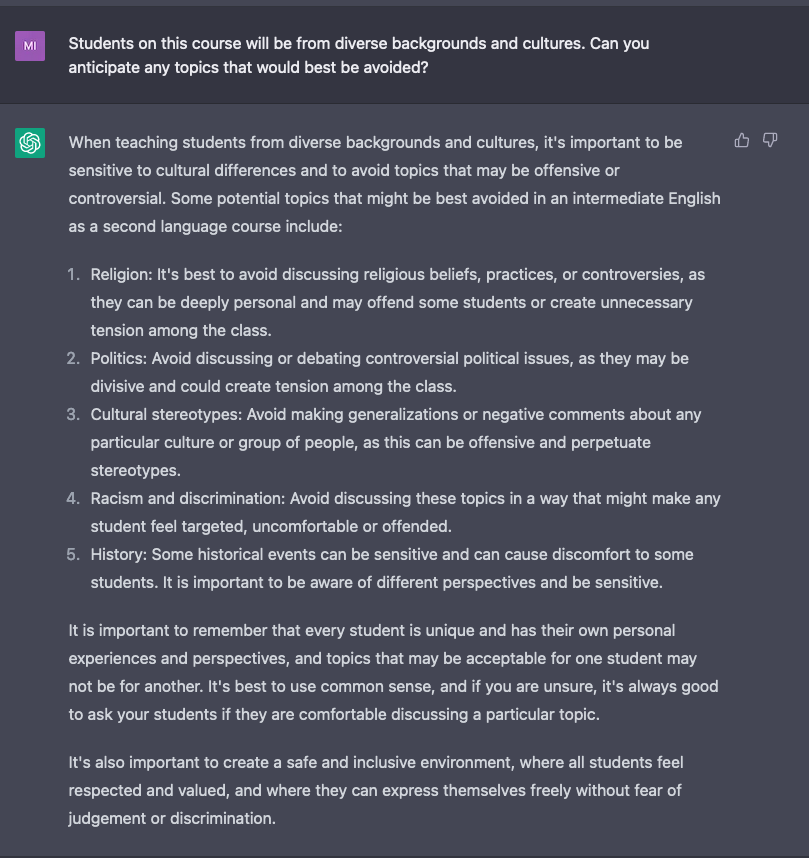 Diversity and inclusion question