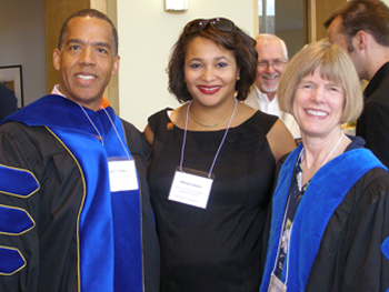 2012 OSU Ecampus graduates Daniel Findley and Mellissia Zanjani and faculty member Darlene Russ-Eft