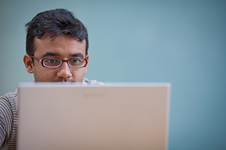 Student taking exam