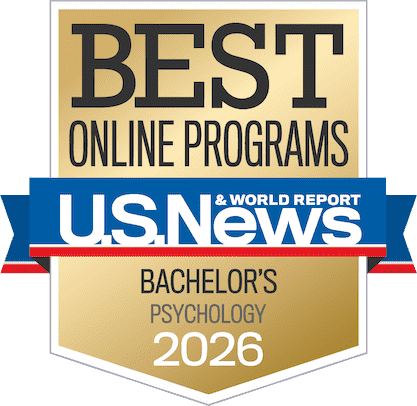 U.S. News & World Report badge for Best Online Bachelor's Psychology Programs 2026