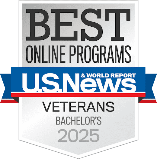 U.S. News & World Report badge for Best Online Bachelor's Veterans 2025