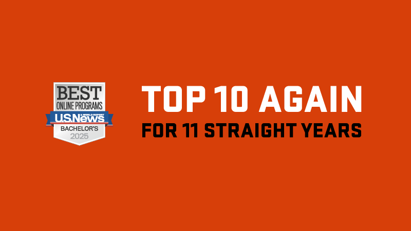 An orange graphic that says Top 10 again for 11 straight years.