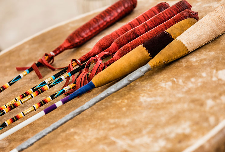 Native American drum and drumbeaters